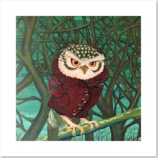 Owl in the Forest with a Sweater Posters and Art